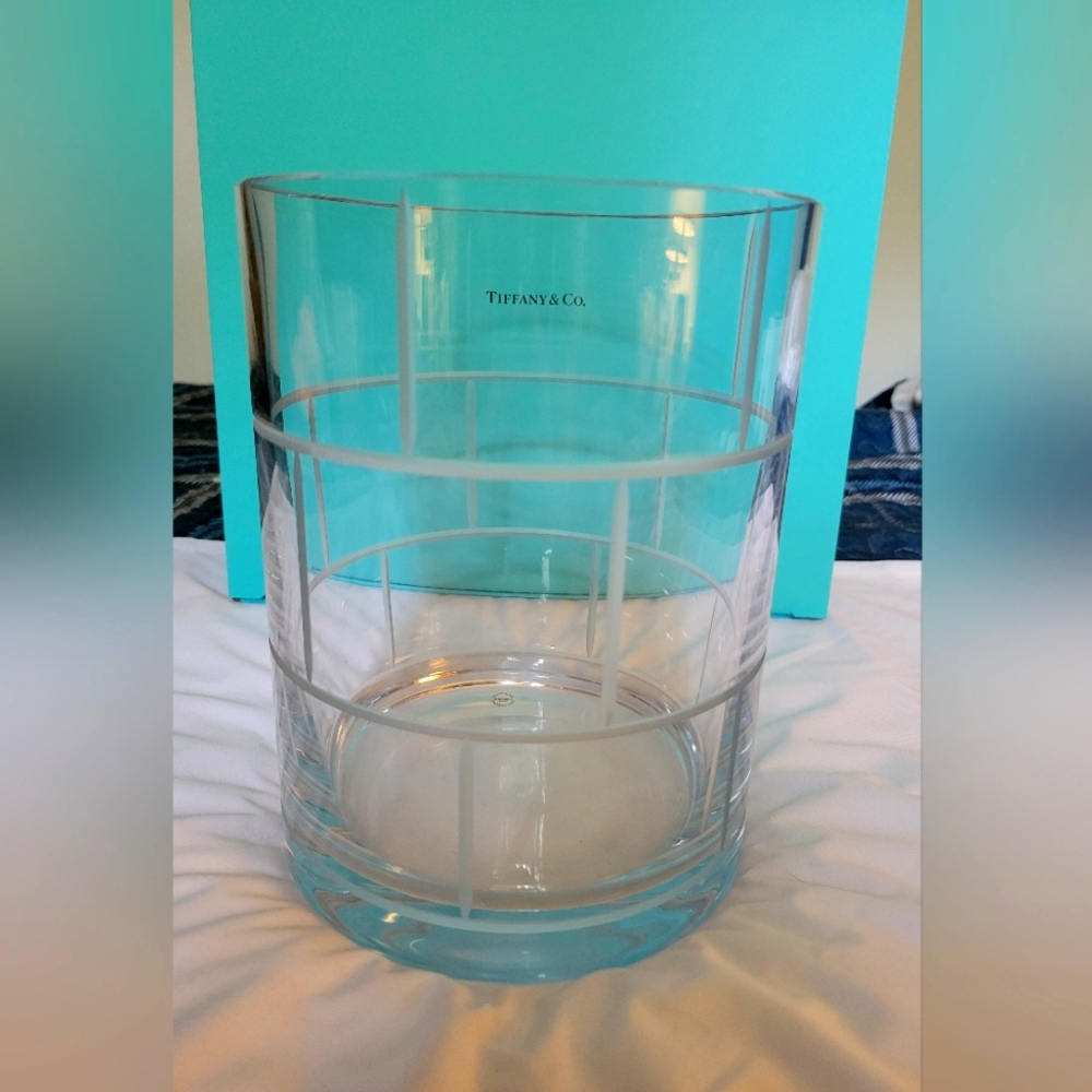 Tiffany & Co Modern Bamboo Crystal Hurricane Vase